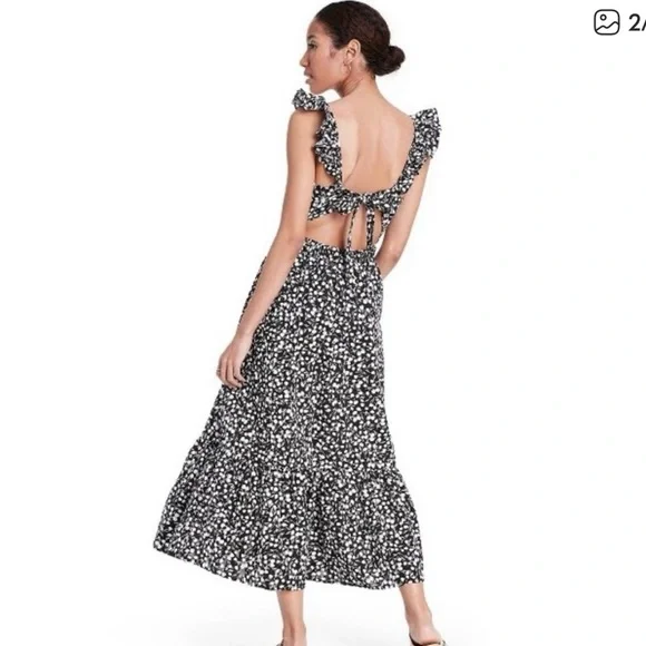 RIXO x Target | Midi Ruffle Dress, Black & White Floral Print, Size 16 - EUC - Picture 2 of 11